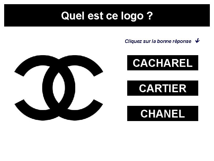 Quel est ce logo ? Cliquez sur la bonne réponse CACHAREL CARTIER CHANEL 