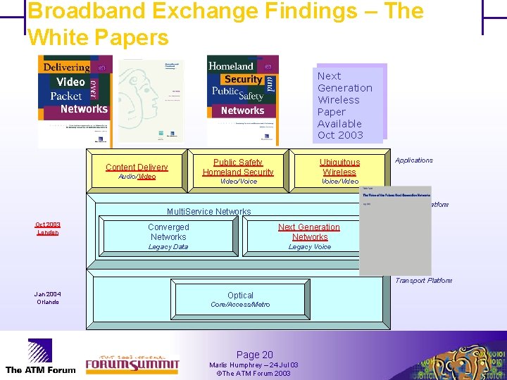 Broadband Exchange Findings – The White Papers Next Generation Wireless Paper Available Oct 2003