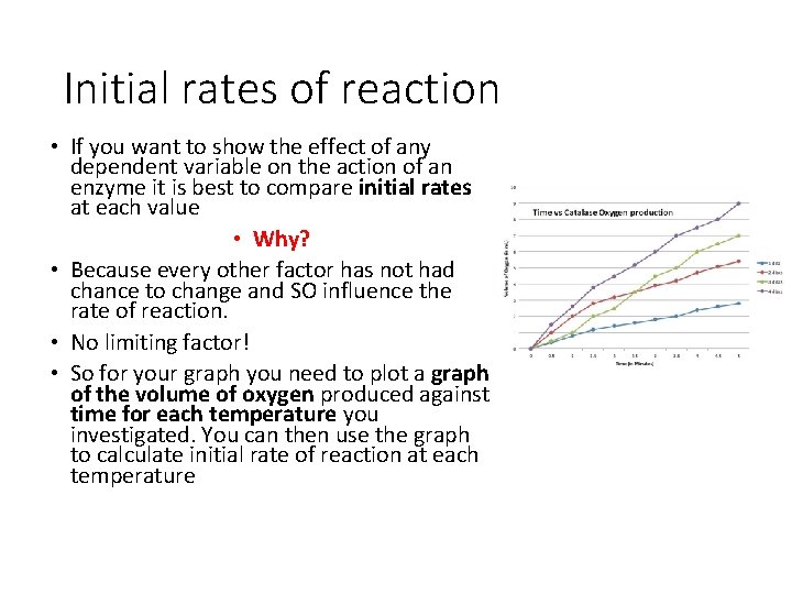 Initial rates of reaction • If you want to show the effect of any