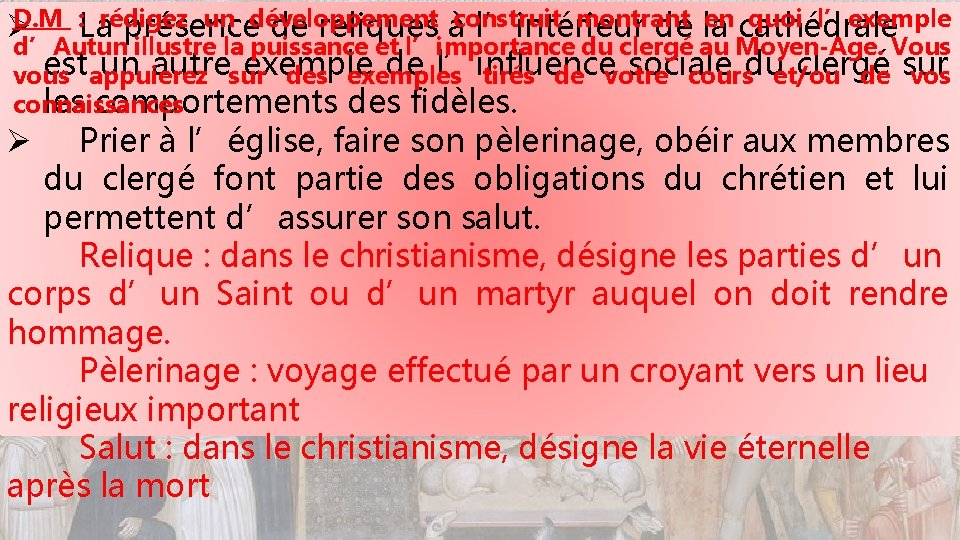 D. M : rédigez un développement construit montrant en quoi l’exemple Ø La présence