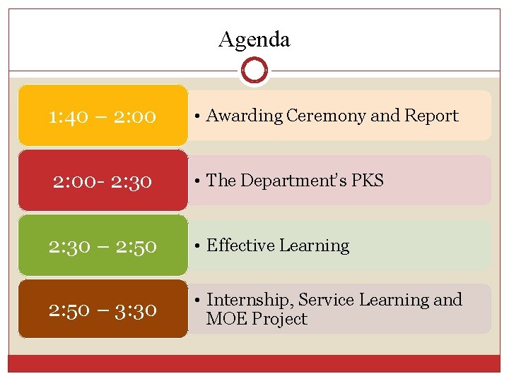 Agenda 1: 40 – 2: 00 • Awarding Ceremony and Report 2: 00 -