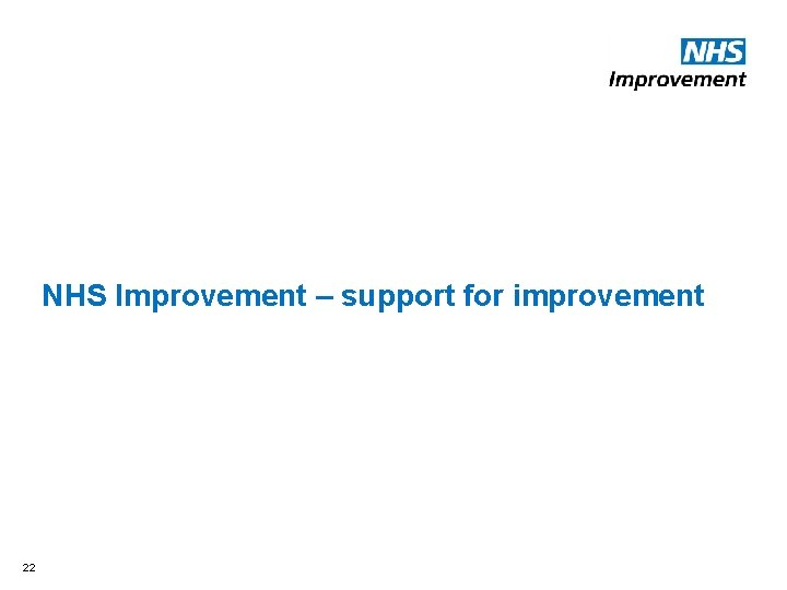 NHS Improvement – support for improvement 22 NHS Improvement – support for improvement 22