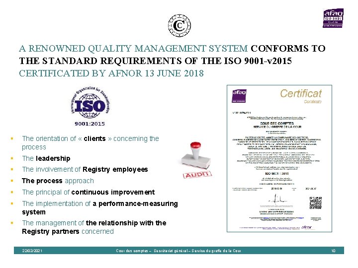 A RENOWNED QUALITY MANAGEMENT SYSTEM CONFORMS TO THE STANDARD REQUIREMENTS OF THE ISO 9001 A RENOWNED QUALITY MANAGEMENT SYSTEM CONFORMS TO THE STANDARD REQUIREMENTS OF THE ISO 9001
