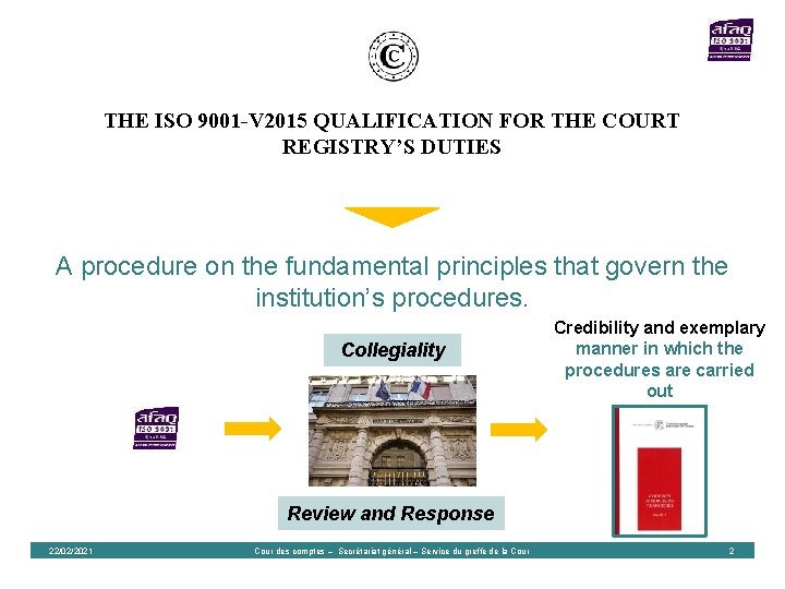 THE ISO 9001 -V 2015 QUALIFICATION FOR THE COURT REGISTRY’S DUTIES A procedure on THE ISO 9001 -V 2015 QUALIFICATION FOR THE COURT REGISTRY’S DUTIES A procedure on