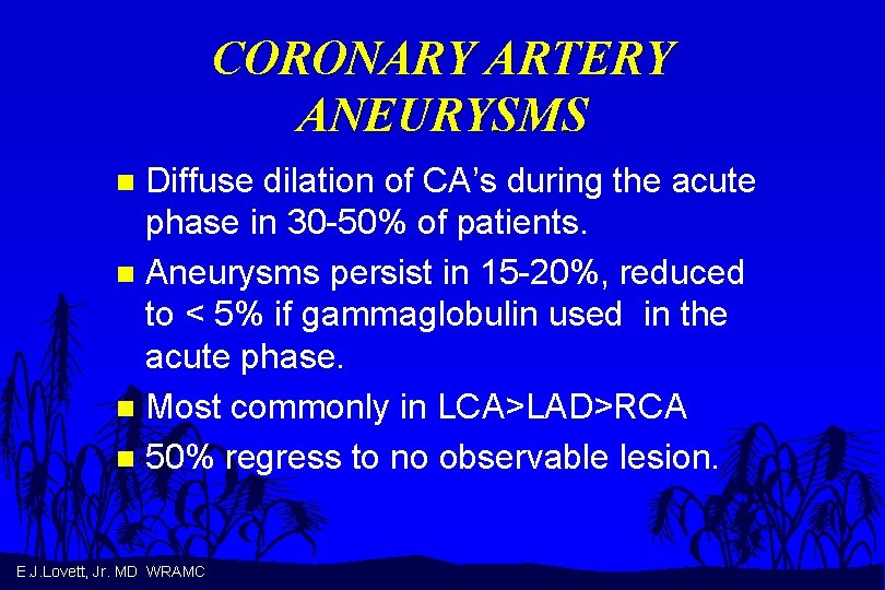 CORONARY ARTERY ANEURYSMS Diffuse dilation of CA’s during the acute phase in 30 -50%