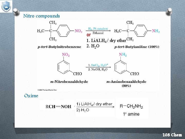 Nitro compounds or 1. Li. ALH 4 / dry ether 2. H 2 O