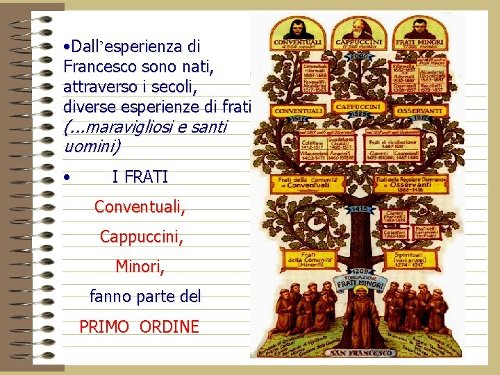  • Dall’esperienza di Francesco sono nati, attraverso i secoli, diverse esperienze di frati