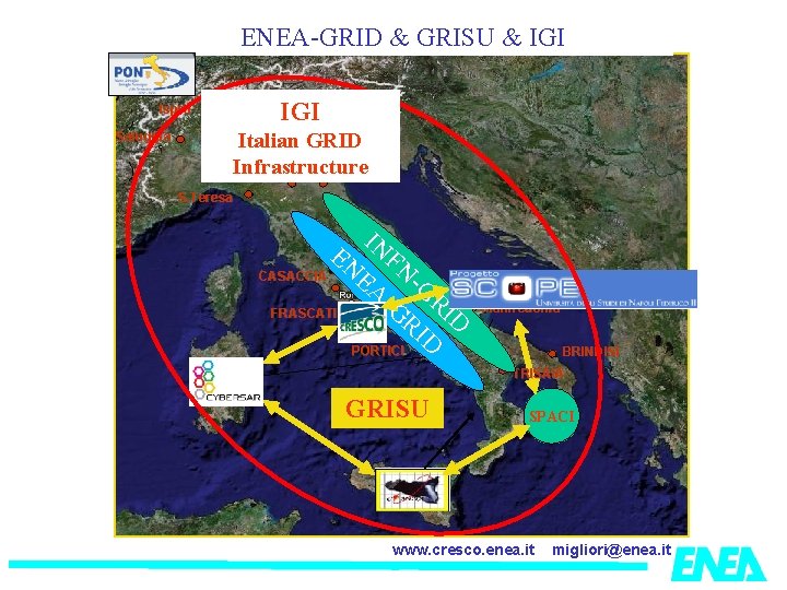 ENEA-GRID & GRISU & IGI Ispra Saluggia Italian GRID Infrastructure BOLOGNA S. Teresa CASACCIA