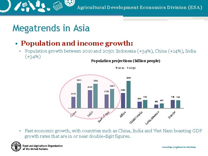 Agricultural Development Economics Division (ESA) Megatrends in Asia • Population and income growth: ▫