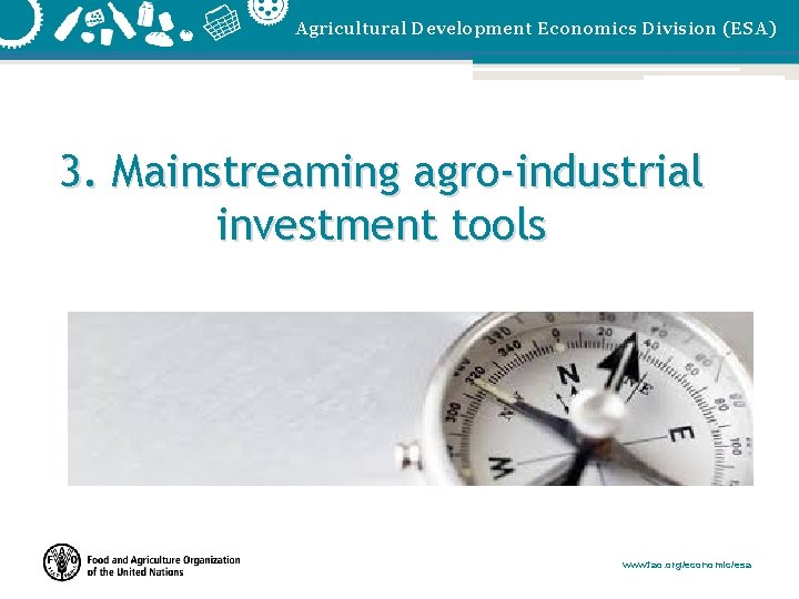 Agricultural Development Economics Division (ESA) 3. Mainstreaming agro-industrial investment tools www. fao. org/economic/esa 