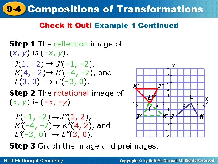 9 -4 Compositions of Transformations Check It Out! Example 1 Continued Step 1 The