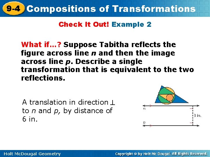 9 -4 Compositions of Transformations Check It Out! Example 2 What if…? Suppose Tabitha