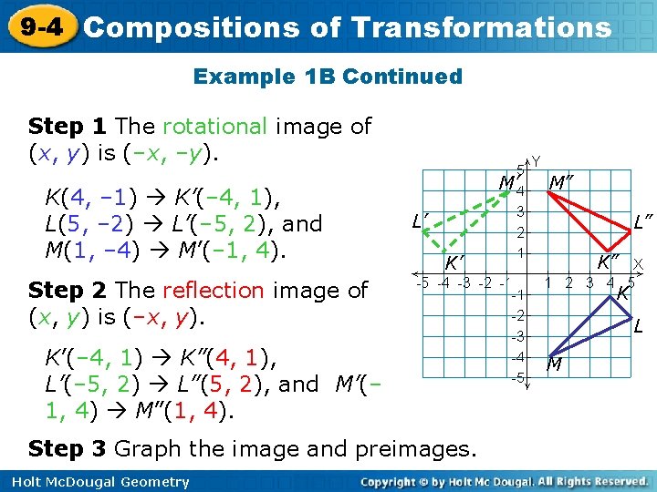 9 -4 Compositions of Transformations Example 1 B Continued Step 1 The rotational image