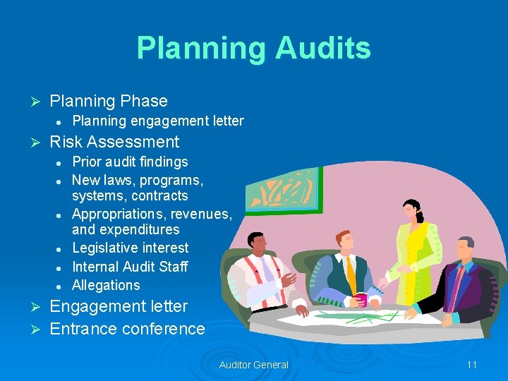 Planning Audits Ø Planning Phase l Ø Planning engagement letter Risk Assessment l l