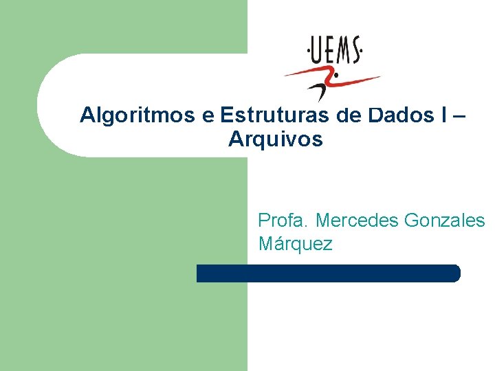 Algoritmos e Estruturas de Dados I – Arquivos Profa. Mercedes Gonzales Márquez 