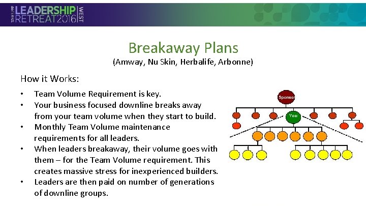 Breakaway Plans (Amway, Nu Skin, Herbalife, Arbonne) How it Works: • Section Header • Breakaway Plans (Amway, Nu Skin, Herbalife, Arbonne) How it Works: • Section Header •