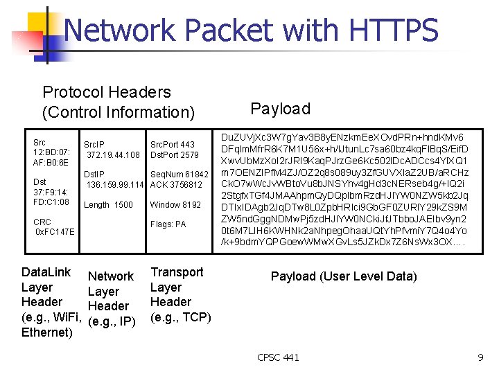 Network Packet with HTTPS Protocol Headers (Control Information) Src 12: BD: 07: AF: B Network Packet with HTTPS Protocol Headers (Control Information) Src 12: BD: 07: AF: B