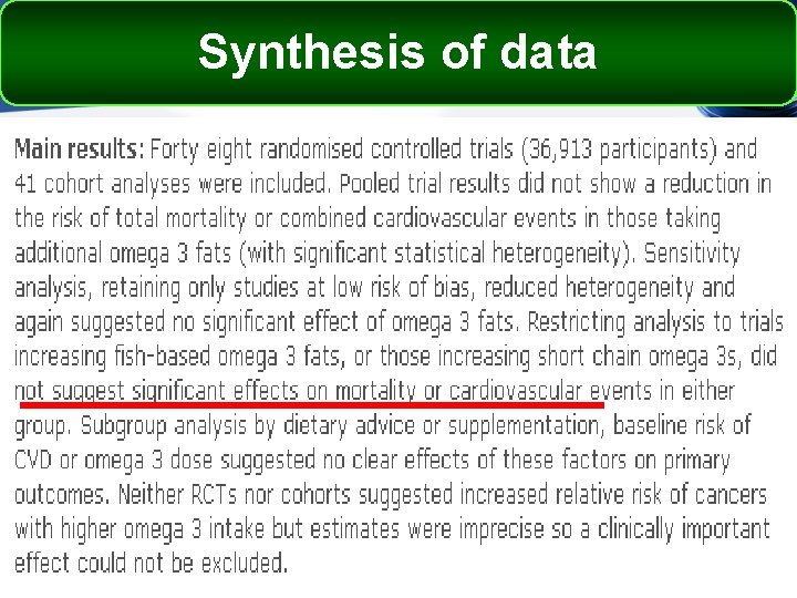 Synthesis of data 