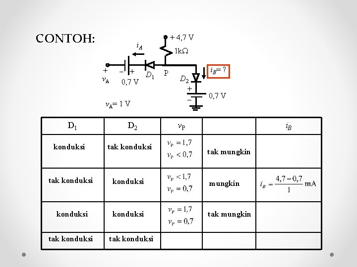 CONTOH: i. A + v. A + D 1 0, 7 V v A=