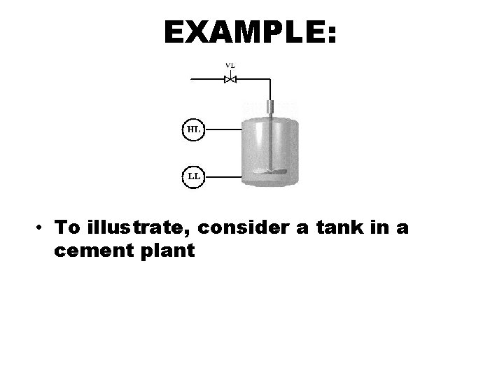 EXAMPLE: • To illustrate, consider a tank in a cement plant 