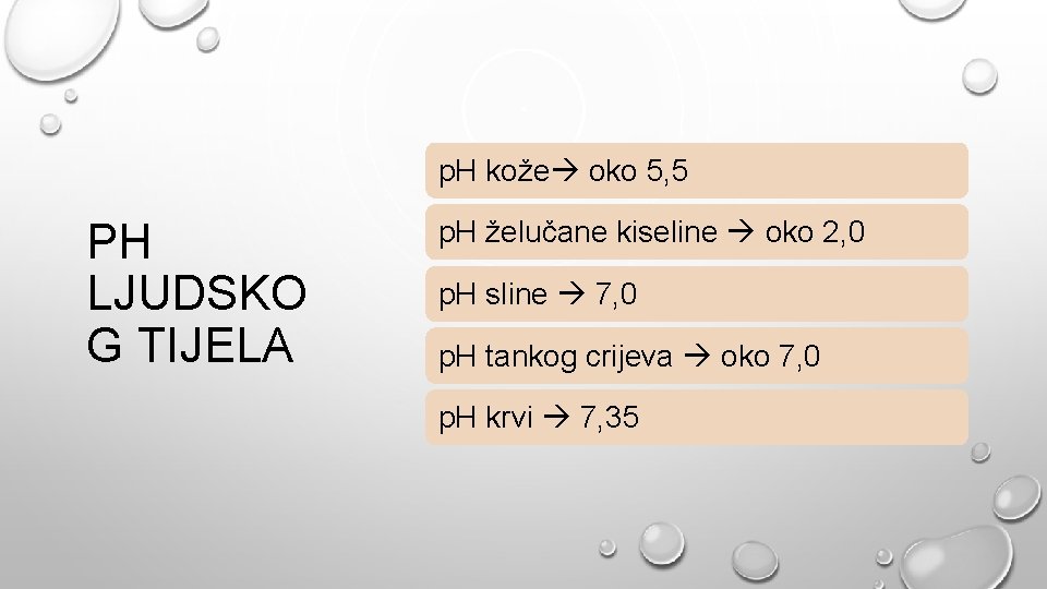 p. H kože oko 5, 5 PH LJUDSKO G TIJELA p. H želučane kiseline