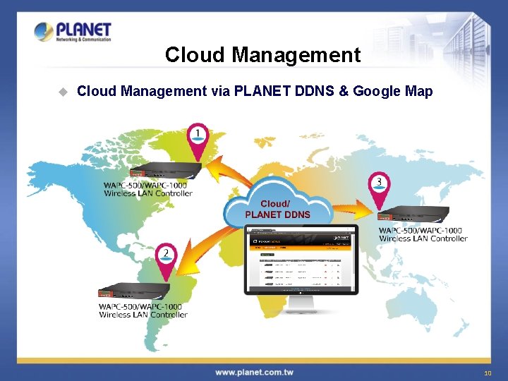 Cloud Management u Cloud Management via PLANET DDNS & Google Map 10 