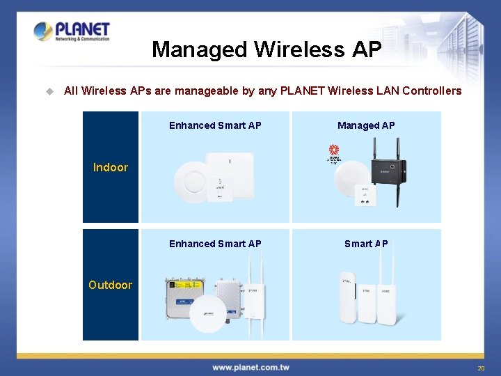 Managed Wireless AP u All Wireless APs are manageable by any PLANET Wireless LAN