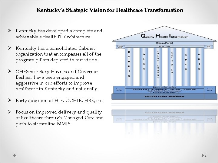 Kentucky’s Strategic Vision for Healthcare Transformation Ø Kentucky has developed a complete and achievable