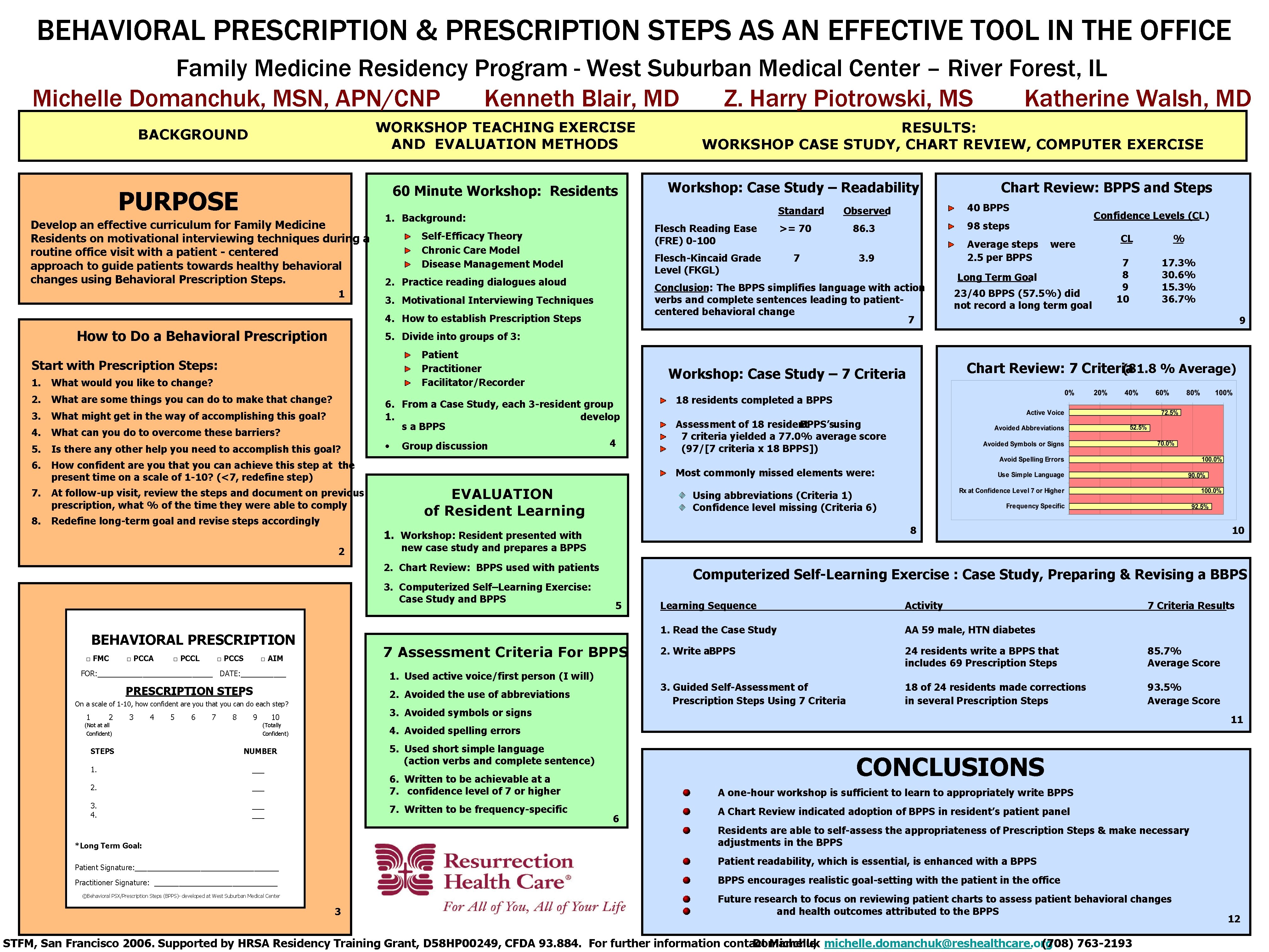 BEHAVIORAL PRESCRIPTION & PRESCRIPTION STEPS AS AN EFFECTIVE TOOL IN THE OFFICE Family Medicine