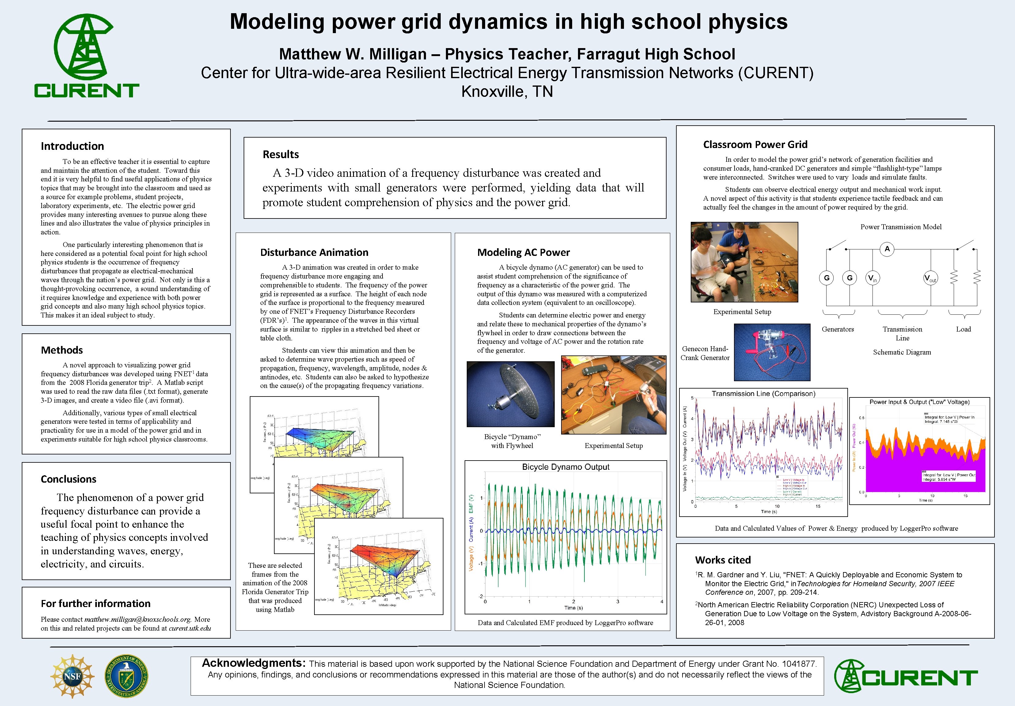 Modeling power grid dynamics in high school physics Matthew W. Milligan – Physics Teacher,
