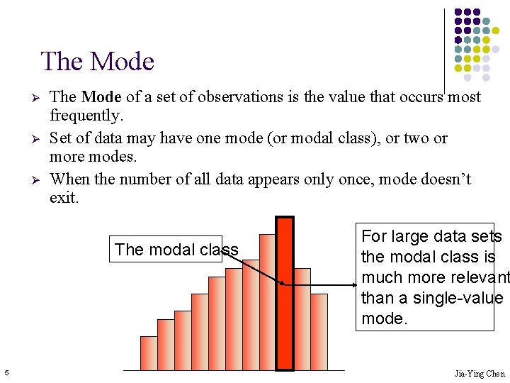 The Mode Ø Ø Ø The Mode of a set of observations is the