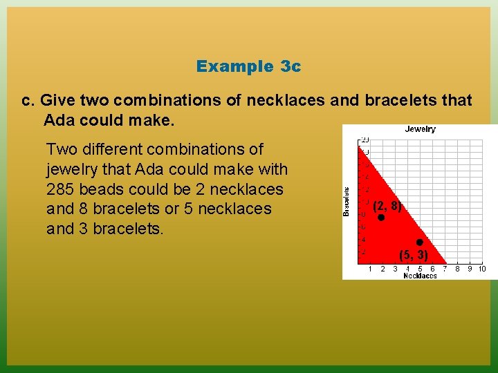 Example 3 c c. Give two combinations of necklaces and bracelets that Ada could