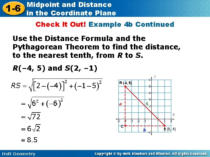 1 -6 Midpoint and Distance in the Coordinate Plane Check It Out! Example 4