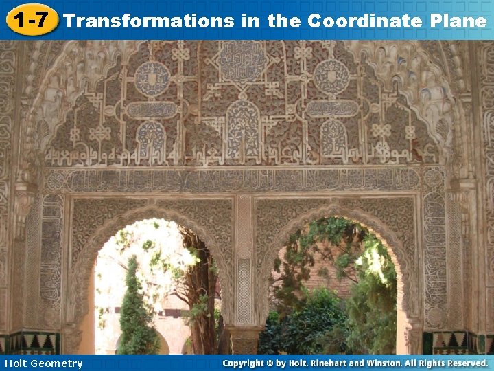 1 -7 Transformations in the Coordinate Plane Holt Geometry 