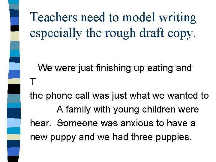 Teachers need to model writing especially the rough draft copy. We were just finishing