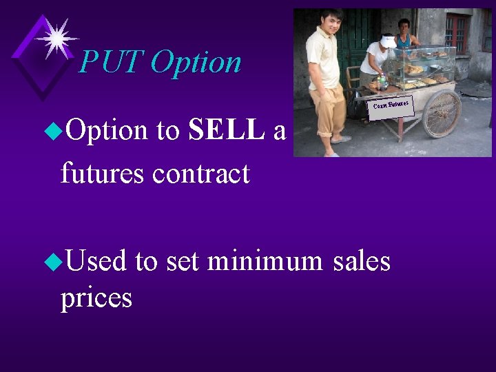 PUT Option res Corn Futu u. Option to SELL a futures contract u. Used PUT Option res Corn Futu u. Option to SELL a futures contract u. Used
