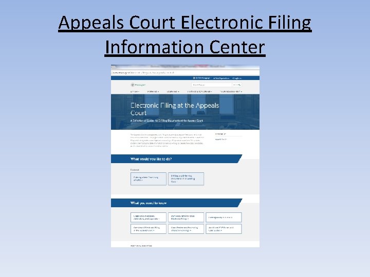 Appeals Court Electronic Filing Information Center 