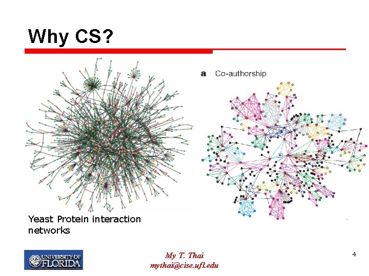 Why CS? Yeast Protein interaction networks My T. Thai mythai@cise. ufl. edu 4 