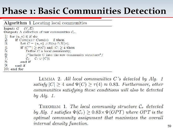 Phase 1: Basic Communities Detection 59 
