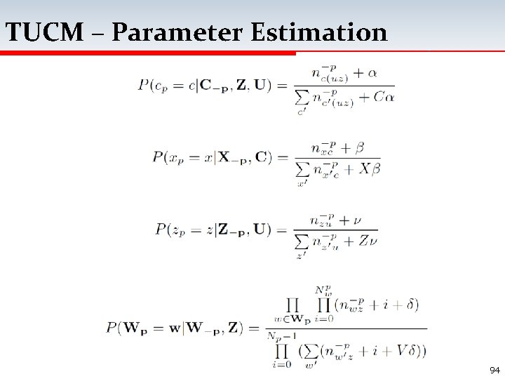 TUCM – Parameter Estimation 94 