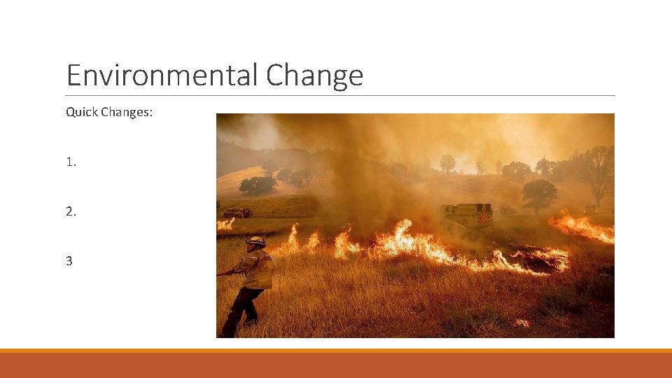 Environmental Change Quick Changes: 1. 2. 3 