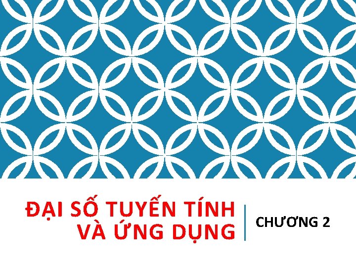 ĐẠI SỐ TUYẾN TÍNH VÀ ỨNG DỤNG CHƯƠNG 2 