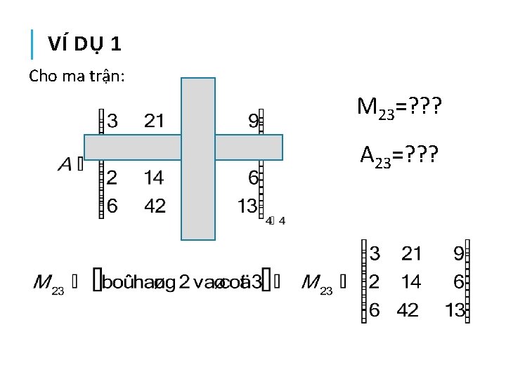 VÍ DỤ 1 Cho ma trận: M 23=? ? ? A 23=? ? ?