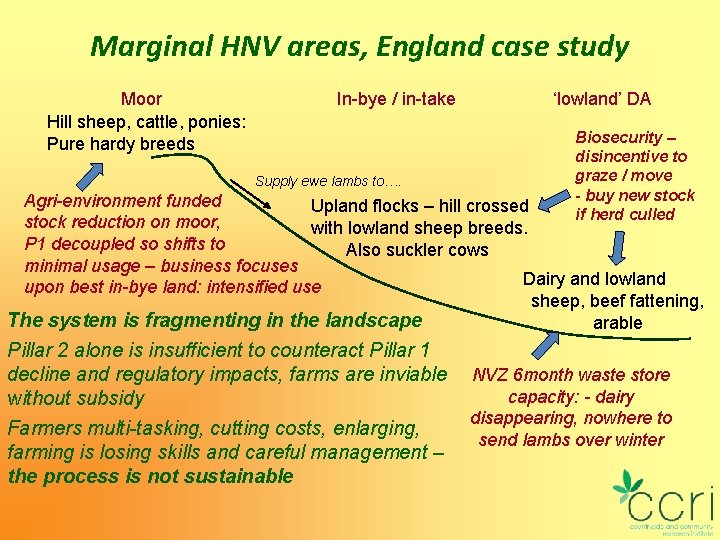 Marginal HNV areas, England case study Moor Hill sheep, cattle, ponies: Pure hardy breeds
