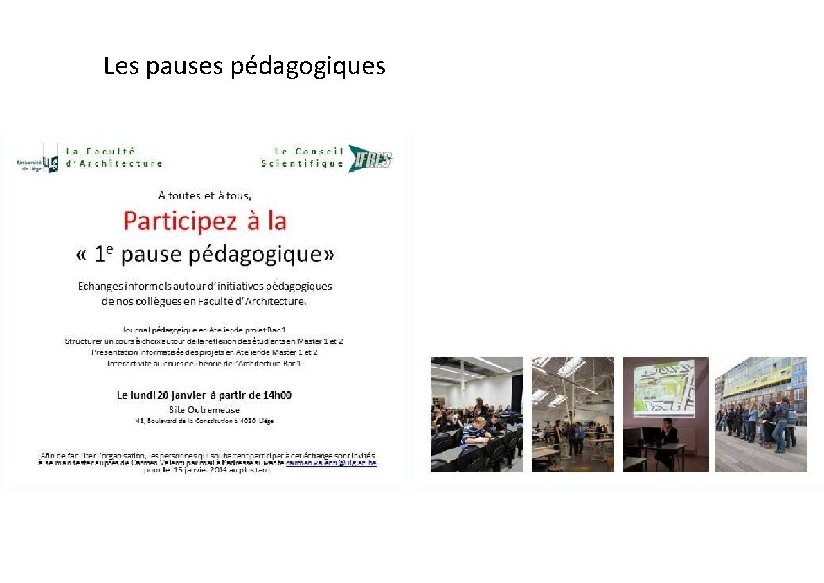 Les pauses pédagogiques Les pauses pédagogiques