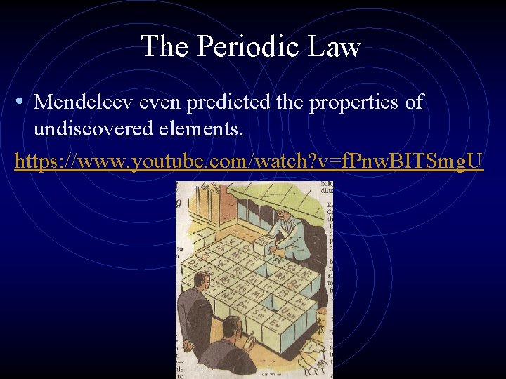 The Periodic Law • Mendeleev even predicted the properties of undiscovered elements. https: //www.