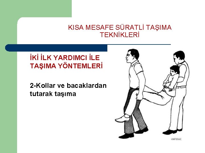 KISA MESAFE SÜRATLİ TAŞIMA TEKNİKLERİ İKİ İLK YARDIMCI İLE TAŞIMA YÖNTEMLERİ 2 -Kollar ve KISA MESAFE SÜRATLİ TAŞIMA TEKNİKLERİ İKİ İLK YARDIMCI İLE TAŞIMA YÖNTEMLERİ 2 -Kollar ve
