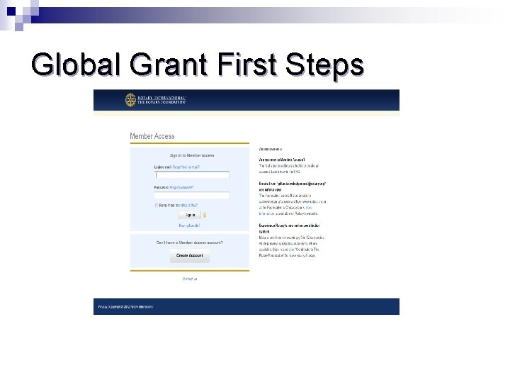 Global Grant First Steps 