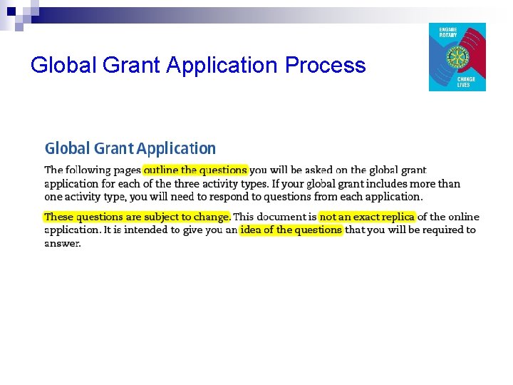 Global Grant Application Process 