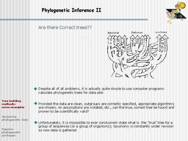 Phylogenetic Inference II Are there Correct trees? ? helix sheet Despite all of all